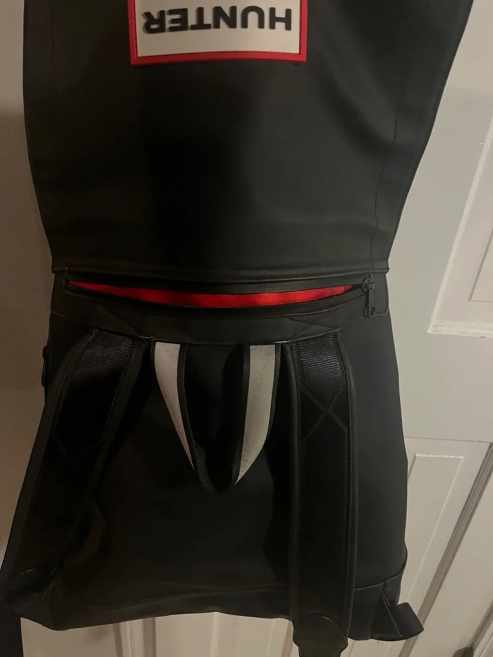 Hunter Black Backpack with Red-Trim Logo